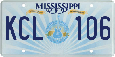 MS license plate KCL106