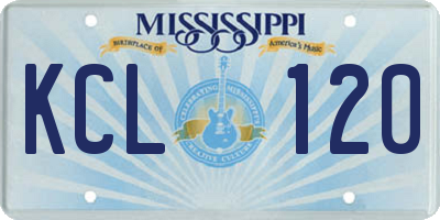 MS license plate KCL120