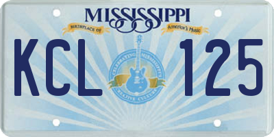 MS license plate KCL125