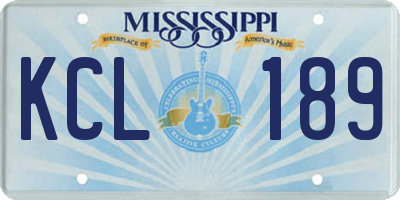 MS license plate KCL189