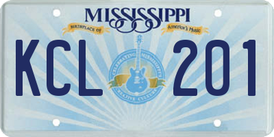 MS license plate KCL201