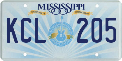 MS license plate KCL205
