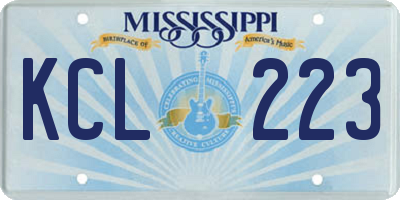 MS license plate KCL223