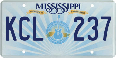 MS license plate KCL237