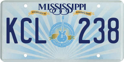 MS license plate KCL238