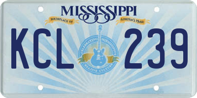 MS license plate KCL239
