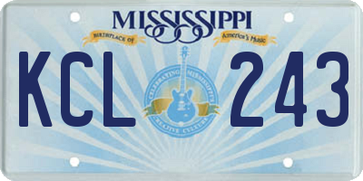 MS license plate KCL243