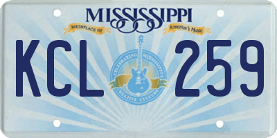 MS license plate KCL259