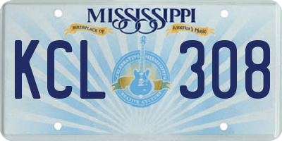 MS license plate KCL308
