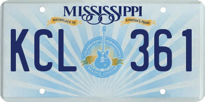 MS license plate KCL361