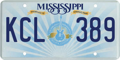 MS license plate KCL389