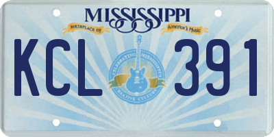 MS license plate KCL391