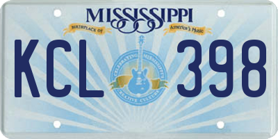 MS license plate KCL398