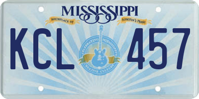 MS license plate KCL457