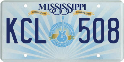 MS license plate KCL508