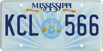 MS license plate KCL566