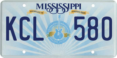 MS license plate KCL580