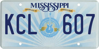 MS license plate KCL607