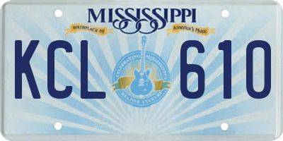 MS license plate KCL610