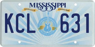 MS license plate KCL631