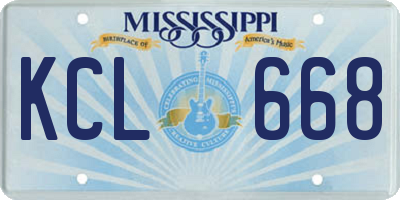 MS license plate KCL668