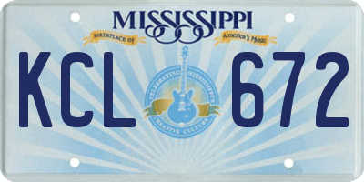 MS license plate KCL672