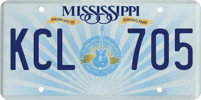 MS license plate KCL705