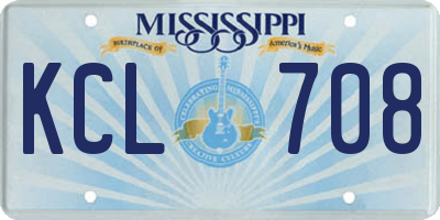 MS license plate KCL708