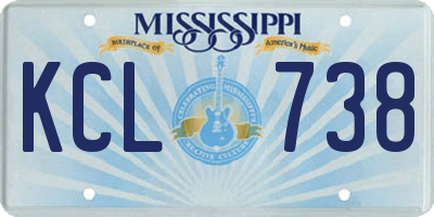 MS license plate KCL738