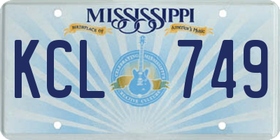 MS license plate KCL749