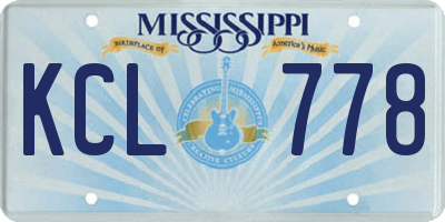 MS license plate KCL778