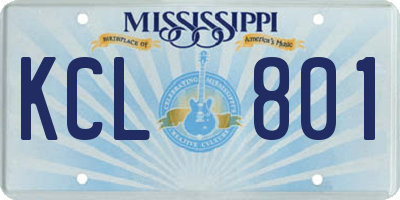 MS license plate KCL801