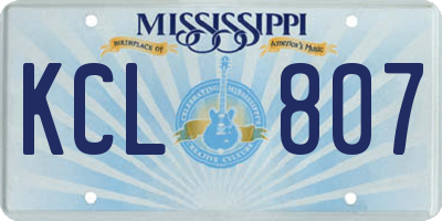 MS license plate KCL807