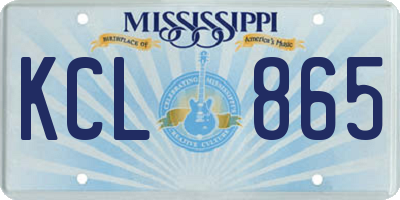 MS license plate KCL865