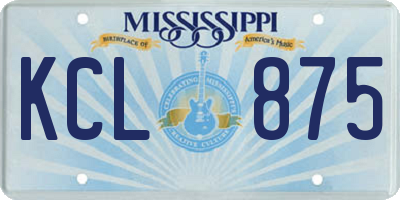 MS license plate KCL875