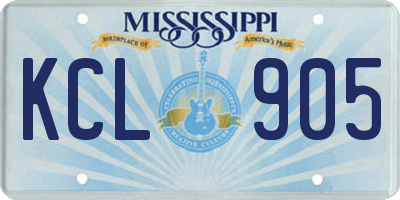 MS license plate KCL905