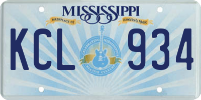 MS license plate KCL934