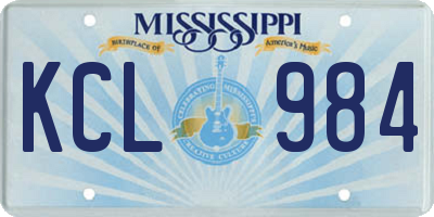 MS license plate KCL984