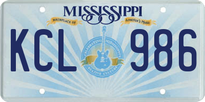 MS license plate KCL986
