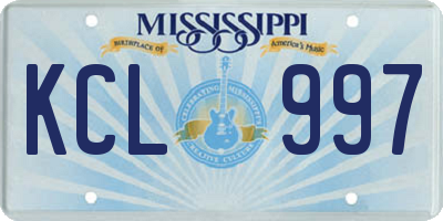 MS license plate KCL997