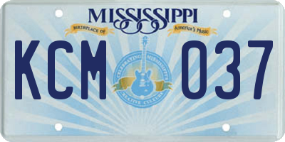 MS license plate KCM037