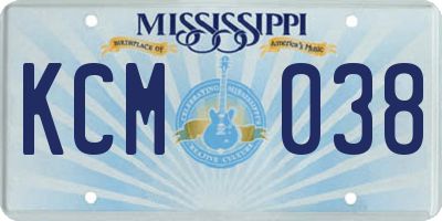 MS license plate KCM038
