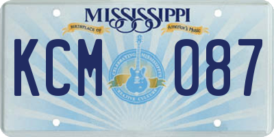 MS license plate KCM087