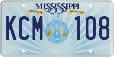 MS license plate KCM108