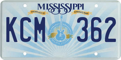 MS license plate KCM362