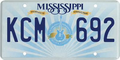 MS license plate KCM692