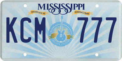 MS license plate KCM777