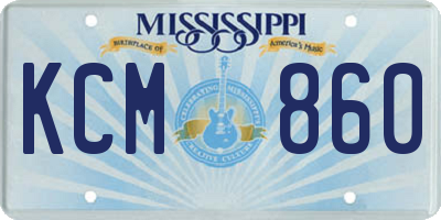 MS license plate KCM860