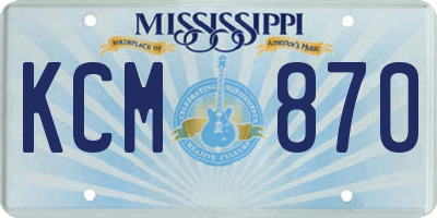 MS license plate KCM870