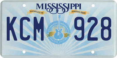 MS license plate KCM928
